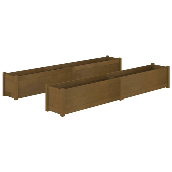 vidaXL Jardineras 2 uds madera maciza de pino marrón miel 200x31x31 cm