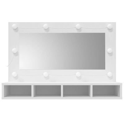 vidaXL Mueble con espejo y luces LED blanco 90x31,5x62 cm