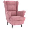 vidaXL Sill&oacute;n orejero y taburete de terciopelo rosa
