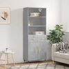 vidaXL Aparador alto madera contrachapada gris hormig&oacute;n 69,5x34x180 cm