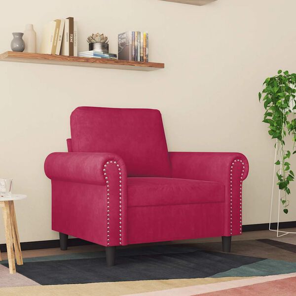 vidaXL Sillón de terciopelo rojo tinto 60 cm