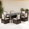 vidaXL Set comedor de jard&iacute;n 7 pzas con cojines rat&aacute;n sint&eacute;tico marr&oacute;n