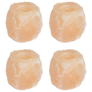 vidaXL Portavelas de piedra sal 4 uds. Rosa Sal de Roca
