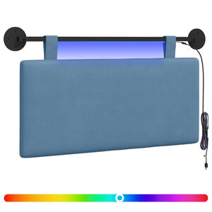 vidaXL Cabecero colgante Con luz LED Azul Tela de Pana