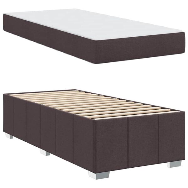 vidaXL Estructura de cama con colch&oacute;n Marr&oacute;n Oscuro 120 x 190 cm tela
