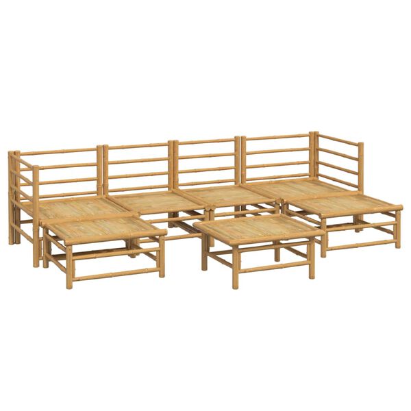 vidaXL Set de muebles de jardín 7 piezas bambú y cojines gris claro