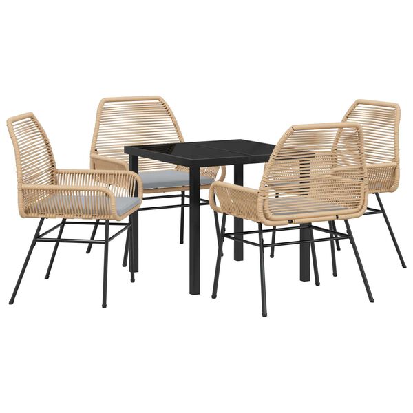 vidaXL Conjunto de Comedor de Jard&iacute;n 5 pcs Marr&oacute;n rat&aacute;n sint&eacute;tico
