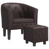vidaXL Sill&oacute;n con taburete cuero sint&eacute;tico marr&oacute;n