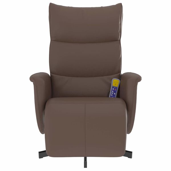 vidaXL Sill&oacute;n reclinable masaje con reposapi&eacute;s cuero sint&eacute;tico marr&oacute;n