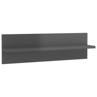 vidaXL Estante de pared 2 uds contrachapado gris brillo 60x11,5x18 cm