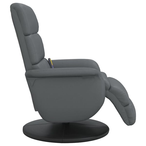 vidaXL Sill&oacute;n reclinable de masaje con reposapi&eacute;s cuero sint&eacute;tico gris