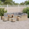 vidaXL Conjunto de sof&aacute;s de jard&iacute;n 12 pcs Beige rat&aacute;n sint&eacute;tico