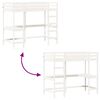 vidaXL Cama alta con escritorio madera maciza pino blanca 90x200 cm