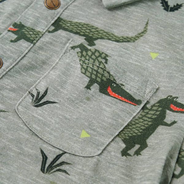 Camisa infantil caqui claro melange 140