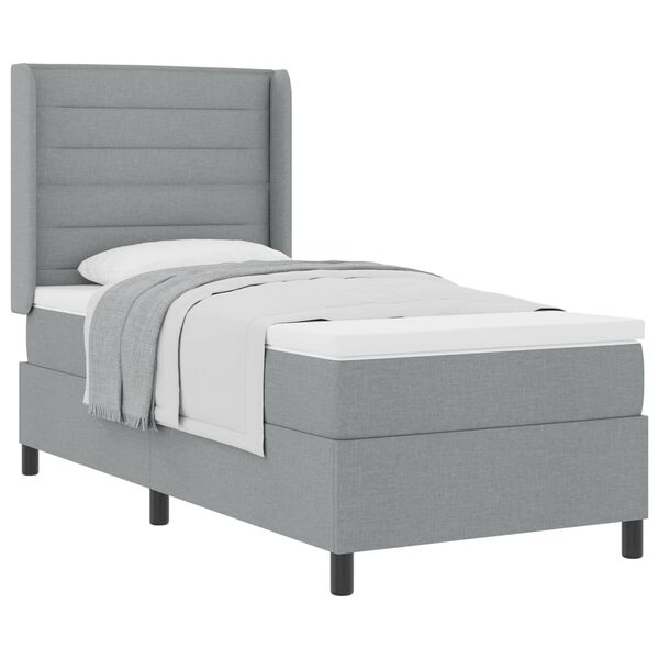 vidaXL Cama tipo Box Spring con colch&oacute;n Gris Claro 190 x 90 cm tela