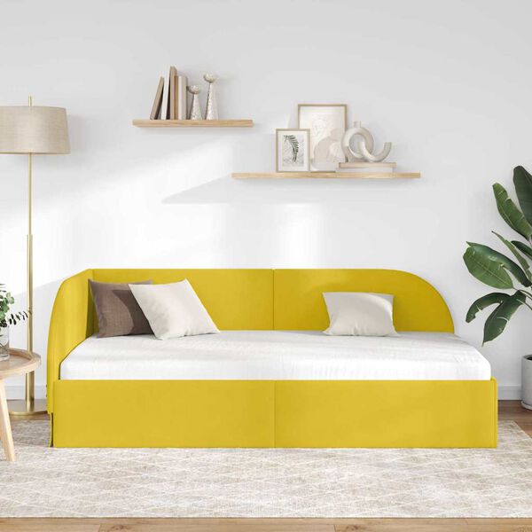 vidaXL Estructura de cama en esquina Amarillo 90 cm x 190 cm
