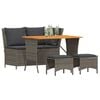 vidaXL Juego de comedor de jard&iacute;n 4 piezas con cojines rat&aacute;n PE gris