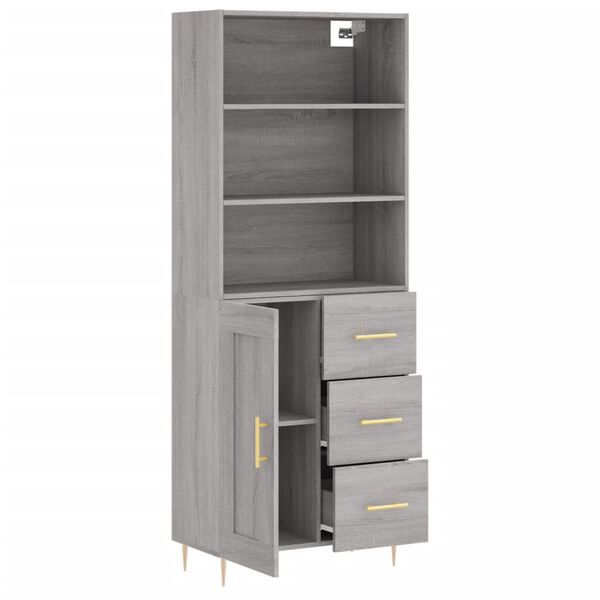 vidaXL Aparador alto madera contrachapada gris sonoma 69,5x34x180 cm