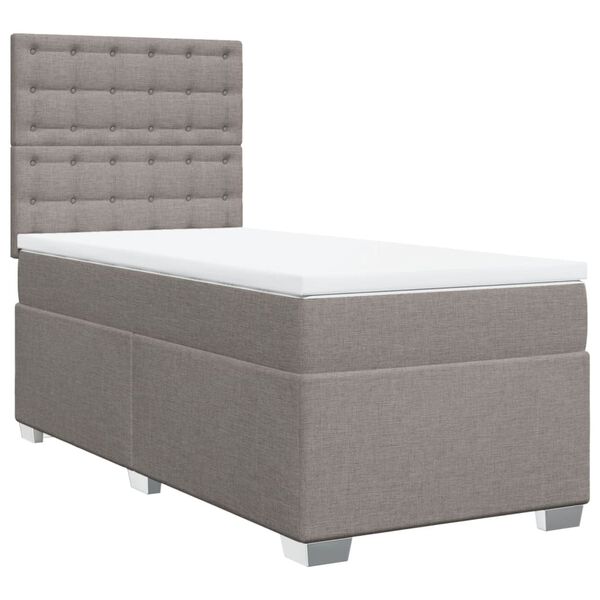 vidaXL Cama box spring con colch&oacute;n tela gris taupe 90x190 cm