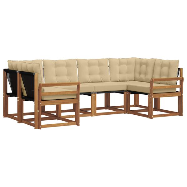 vidaXL Conjunto de sof&aacute;s de exterior con coj&iacute;n 6 pcs Natural y Beige