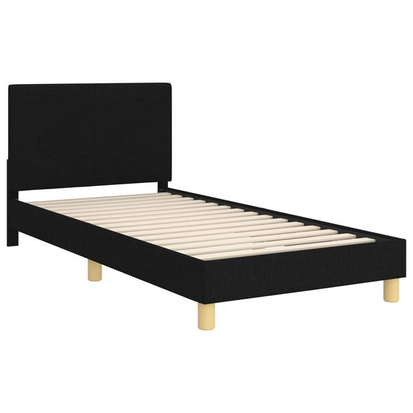 vidaXL Cama para ni&ntilde;os con cabecero Negro 90 x 190 cm tela