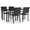 vidaXL Juego de comedor de jard&iacute;n 5 piezas rat&aacute;n sint&eacute;tico negro