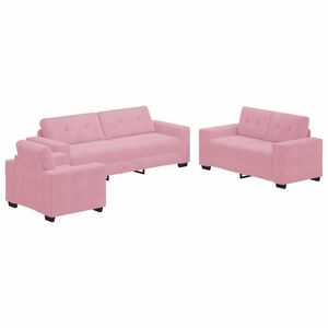 vidaXL Juego de Sof&aacute; 3 pcs Rosa 221 x 80 x 80 cm Terciopelo