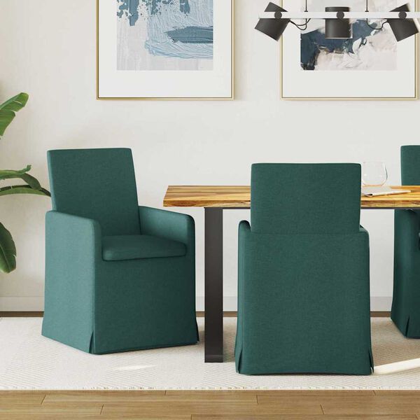 vidaXL Sillas de comedor 2 pcs Verde oscuro 57 x 67 x 95 cm tela