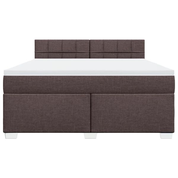 vidaXL Cama box spring con colch&oacute;n tela marr&oacute;n oscuro 180x200 cm