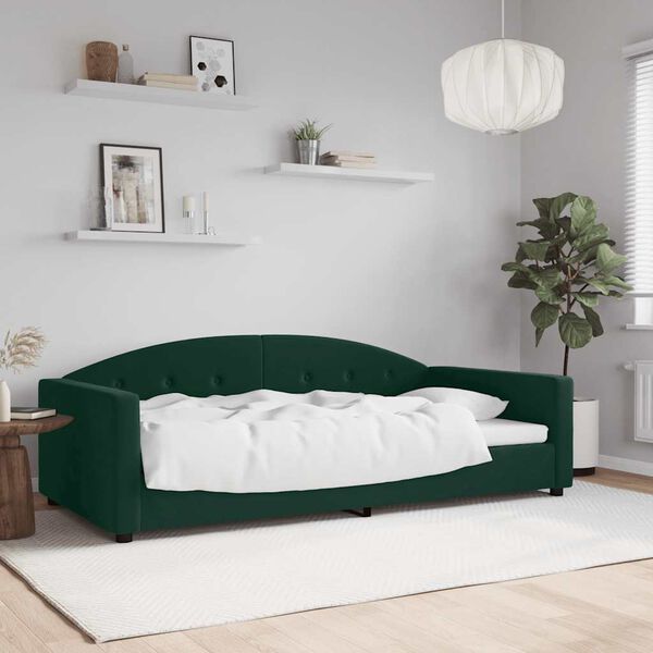 vidaXL Sof&aacute; cama sin colch&oacute;n terciopelo verde oscuro 100x200 cm