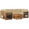 vidaXL Conjunto de sof&aacute;s de exterior con coj&iacute;n 7 pcs Natural y Beige