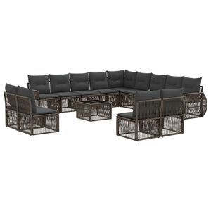 vidaXL Conjunto de sof&aacute;s de jard&iacute;n 14 pcs Gris y Gris Oscuro