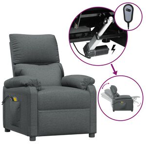 vidaXL Sill&oacute;n de masaje el&eacute;ctrico tela gris oscuro