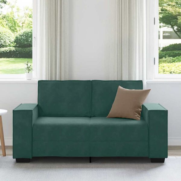vidaXL Sof&aacute; de 2 plazas de terciopelo verde oscuro 160x78x84 cm