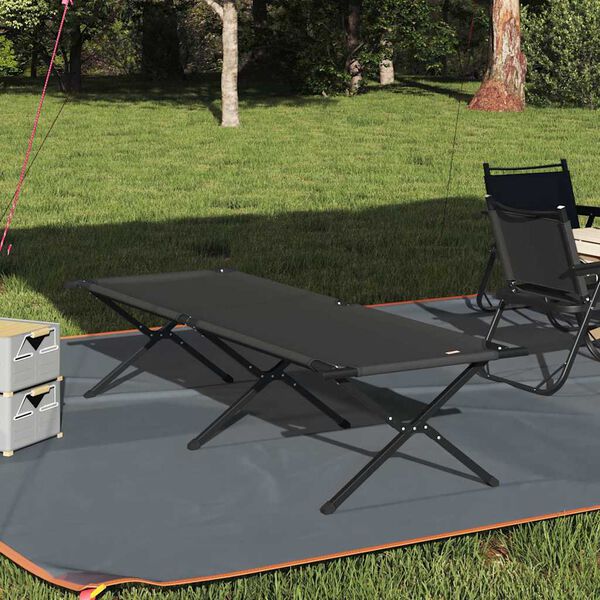 vidaXL Cama de Camping Plegable Negro 210 x 80 x 46 cm Tela Oxford