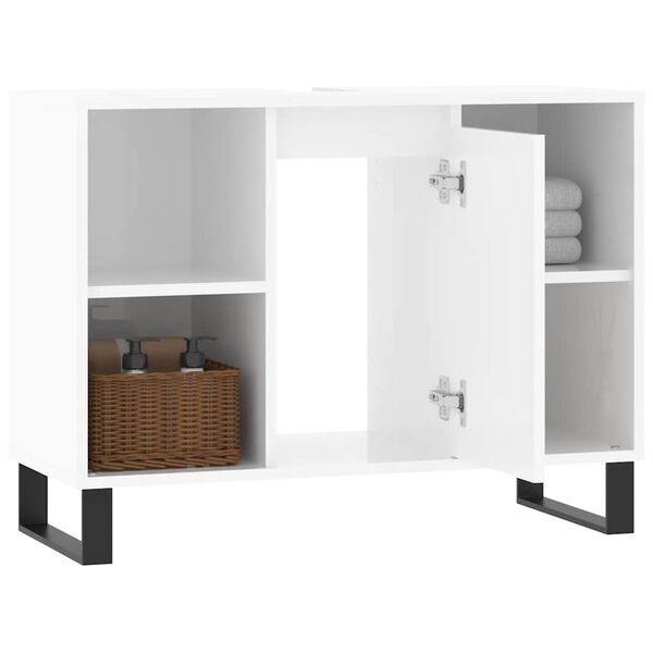 vidaXL Mueble de baño madera de ingeniería blanco brillo 80x33x60 cm