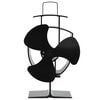 vidaXL Ventilador de estufa accionado por calor 3 aspas negro