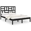 vidaXL Estructura de cama doble madera maciza negra 135x190 cm