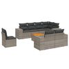 vidaXL Set de muebles de jard&iacute;n 9 pzas y cojines rat&aacute;n sint&eacute;tico gris