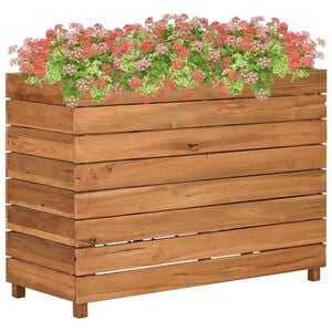 vidaXL Arriate elevado madera de teca reciclada y acero 100x40x72 cm