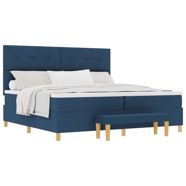 vidaXL Cama tipo Box Spring con colch&oacute;n Azul 200 x 200 cm tela