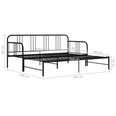 vidaXL Estructura de sofá cama extraíble metal negro 90x200 cm