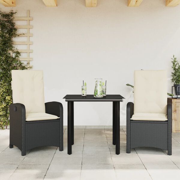vidaXL Set de muebles jardín 5 pzas con cojines ratán sintético negro