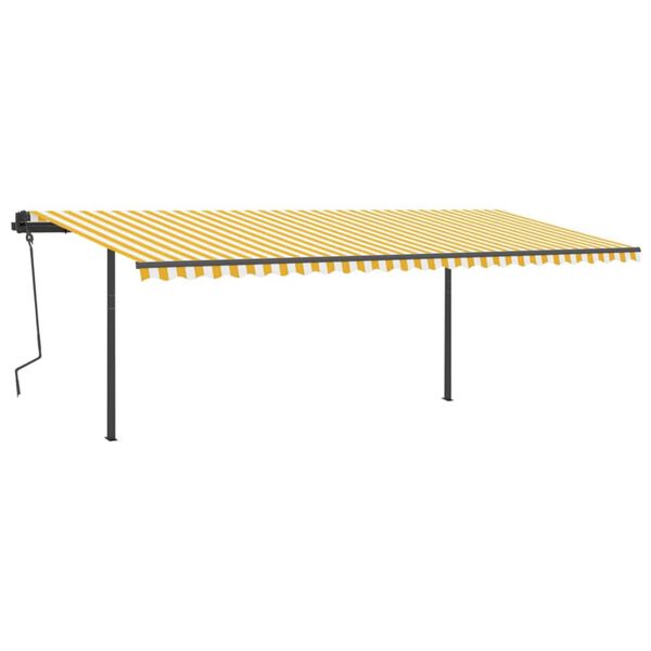 vidaXL Toldo retr&aacute;ctil autom&aacute;tico con postes amarillo y blanco 6x3 m