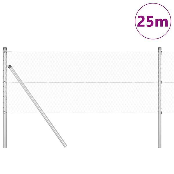 vidaXL Poste de Valla Plateado 25 x 0,6 m (malla de 13 mm) Acero