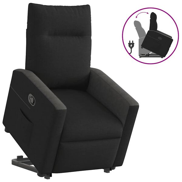 vidaXL Sill&oacute;n reclinable elevable tela negro