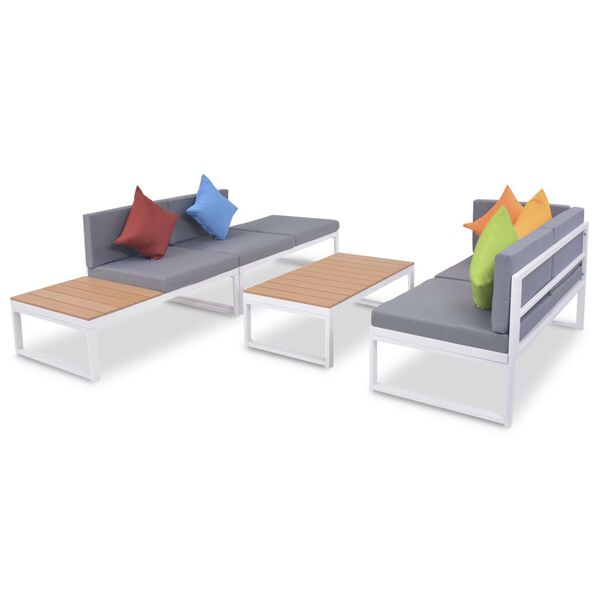 vidaXL Set de muebles de jardín 5 piezas y cojines aluminio y WPC