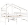 vidaXL Cama alta escalera y techo madera maciza pino blanca 90x200 cm