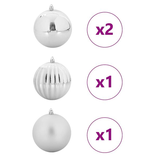 vidaXL Juego de Esferas de Navidad 4 pcs Plateado Plástico