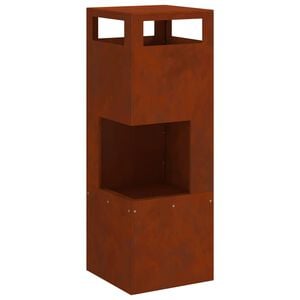 vidaXL Taz&oacute;n de fuego Marr&oacute;n 35 x 35 x 100 cm Acero autopatinable